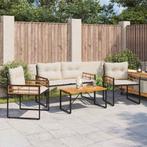 vidaXL Buitenmeubelset met kussen 4 pcs Crème, Tuin en Terras, Tuinsets en Loungesets, Verzenden, Nieuw