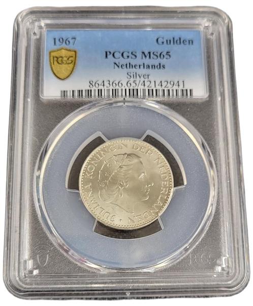 Koningin Juliana zilveren 1 gulden 1967 MS65 PCGS, Postzegels en Munten, Munten | Nederland, Losse munt, 1 gulden, Koningin Juliana