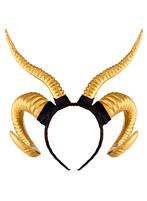 Haarband Hoorns Gewei Goud Kunststof Diadeem Goudengel Godin, Ophalen of Verzenden, Nieuw, Carnaval, Accessoires