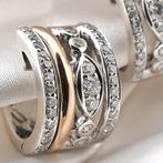 18 Krt. Witgouden oorringen met diamant 0,50 ct. | AL CORO, Sieraden, Tassen en Uiterlijk, Gebruikt, Overige kleuren, Ophalen of Verzenden