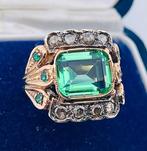 Zonder Minimumprijs - Ring - 9 kt. Roségoud, Zilver Smaragd, Sieraden, Tassen en Uiterlijk, Ringen, Nieuw