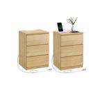 Vasagle - 2x nachtkastje - bruin - 3 laden - 2, Huis en Inrichting, Slaapkamer | Nachtkastjes, Verzenden, Nieuw