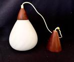 Lamp - glas en teakhout - Drie lampen, Antiek en Kunst