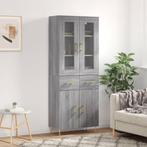 vidaXL buffetkast 69,5x34x180 cm bewerkt hout grijs sonoma, Huis en Inrichting, Kasten | Buffetkasten, Verzenden, Nieuw, 50 tot 100 cm