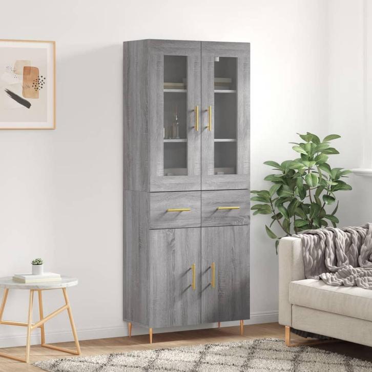 vidaXL buffetkast 69,5x34x180 cm bewerkt hout grijs sonoma, Huis en Inrichting, Kasten | Buffetkasten, 25 tot 50 cm, Nieuw, Overige houtsoorten