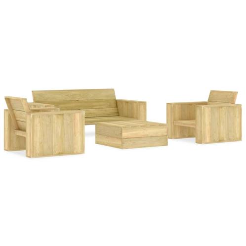 vidaXL 4-delige Loungeset geïmpregneerd grenenhout, Tuin en Terras, Tuinsets en Loungesets, Loungeset, Nieuw, Verzenden