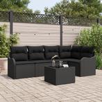 vidaXL 6-delige tuinbankset met kussen in Beige Poly Rattan, Verzenden, Nieuw, Rotan