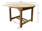 Rond - Ovaal uitschuifbare dining tuintafel 120-170x120xH76, Ophalen of Verzenden, Nieuw, Teakhout
