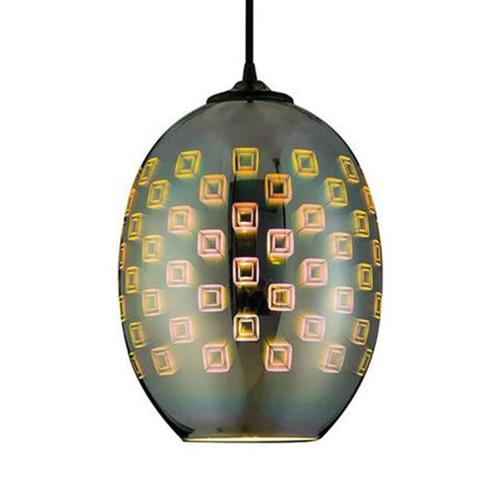 LED Hanglamp 3D - Spectra - Ovaal - Chroom Glas - E27, Huis en Inrichting, Lampen | Hanglampen, Nieuw, Glas, Minder dan 50 cm