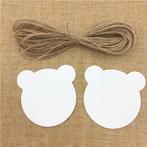 10 beren kaartjes met jute touw wit, zwart of bruin, Hobby en Vrije tijd, Knutselen, Verzenden, Nieuw, Materiaal