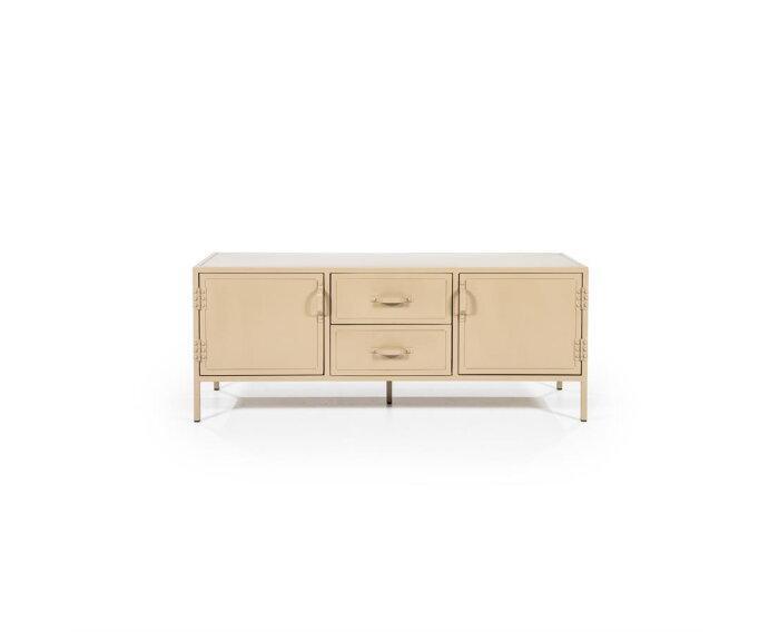 TV meubel Industrieel 2drsladen 140x47cm - zand | Eleonora, Huis en Inrichting, Kasten | Televisiemeubels, Nieuw, Ophalen of Verzenden