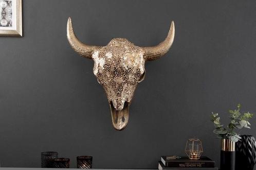 Elegante stierenkop MATADOR 56cm goud met mozaiekversiering, Huis en Inrichting, Woonaccessoires | Overige, Ophalen of Verzenden