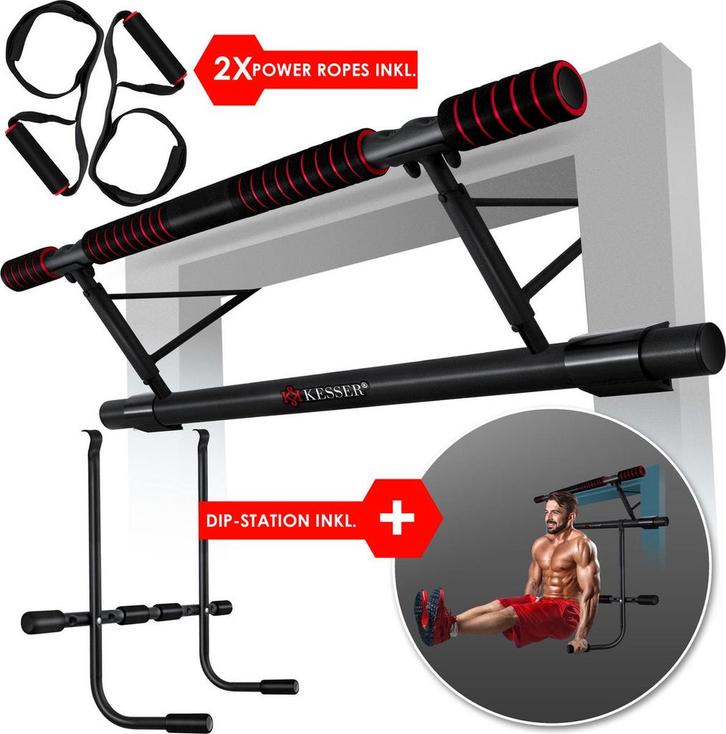KESSER® Pull up bar - Optrekstang - Zonder schroeven - Rood, Huis en Inrichting, Overige Huis en Inrichting, Nieuw, Verzenden