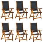 vidaXL Tuinstoelen inklapbaar 6 st massief acaciahout en, Tuin en Terras, Tuinstoelen, Verzenden, Nieuw, Hout