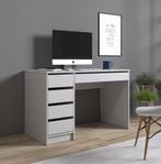 Meubella | Bureau Avio - Beige - 120 cm | 5 lades, Huis en Inrichting, Bureaus, Verzenden, Nieuw
