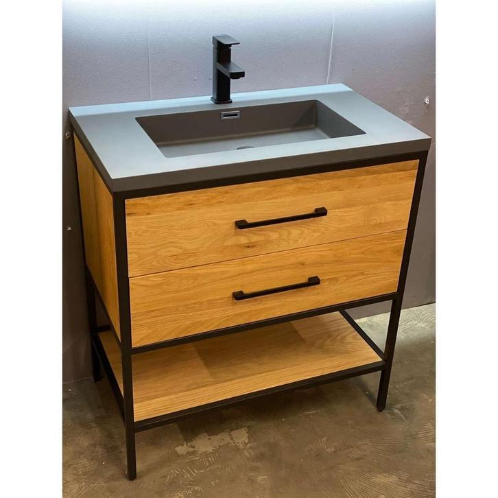 Badkamermeubel Casajoy Miami 80x46x90cm Eiken Met Artificial, Huis en Inrichting, Badkamer | Badkamermeubels, Ophalen of Verzenden