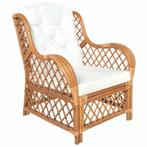 vidaXL Stoel met kussen natuurlijk rattan en linnen, Huis en Inrichting, Verzenden, Nieuw, Riet of Rotan, Minder dan 150 cm