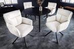 Draaibare retro stoel BIG GEORGE wit bouclé met armleuning, Huis en Inrichting, Stoelen, Ophalen of Verzenden, Nieuw