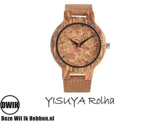 Houten horloge: YISUYA Rolha, Sieraden, Tassen en Uiterlijk, Horloges | Heren, Verzenden