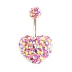 Fako Bijoux - Navelpiercing - Disco Dots Duo - Hart - Roze, Verzenden, Nieuw