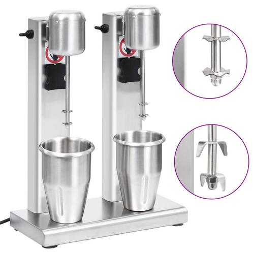 vidaXL Milkshake mixer met dubbele bekers roestvrij staal 2, Witgoed en Apparatuur, Overige Witgoed en Apparatuur, Nieuw, Verzenden