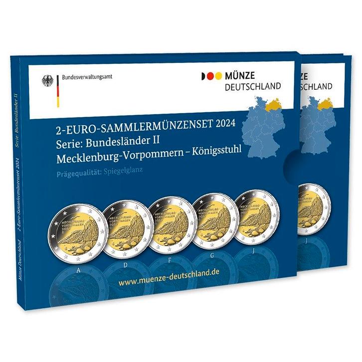 Duitsland 2 Euro Set Mecklenburg-Vorpommern 2024 Proof, Postzegels en Munten, Munten | Europa | Euromunten, Verzenden