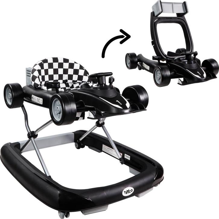 Tryco F1 Racer Black 2-in-1 Loopstoel en Loopwagen TR-362703, Kinderen en Baby's, Speelgoed | Buiten | Voertuigen en Loopfietsen