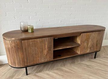 Nieuw TV meubel Mangohout / Zwart retro Carved ribbel ACTIE beschikbaar voor biedingen