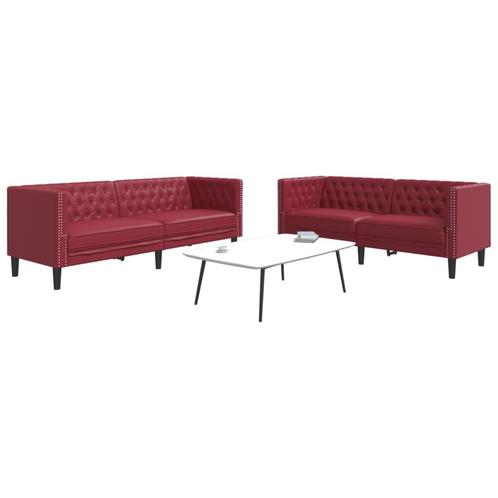 vidaXL 2-delige Loungeset Chesterfield-stijl kunstleer, Huis en Inrichting, Banken | Bankstellen, Nieuw, Leer, Vierpersoons of meer