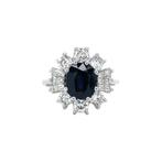 Witgouden vintage entourage ring met saffier en diamant 14, Ophalen of Verzenden, Nieuw