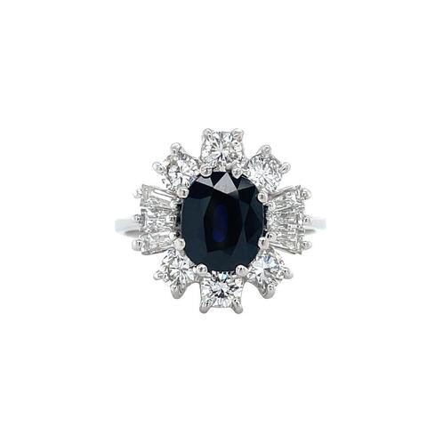 Witgouden vintage entourage ring met saffier en diamant 14, Sieraden, Tassen en Uiterlijk, Ringen, Nieuw, Ophalen of Verzenden