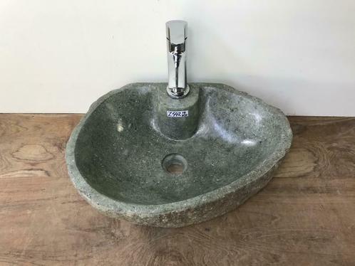 Riviersteen waskom met kraangat | Enkele wasbak en sets, Doe-het-zelf en Verbouw, Sanitair, Wastafel, Nieuw, Steen, Ophalen of Verzenden