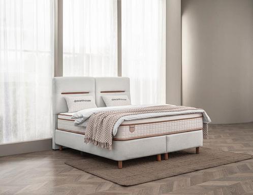 Opbergboxspring Oakline Beige - 180x200 cm, Huis en Inrichting, Slaapkamer | Bedden, Beige, Nieuw, Hout, Verzenden