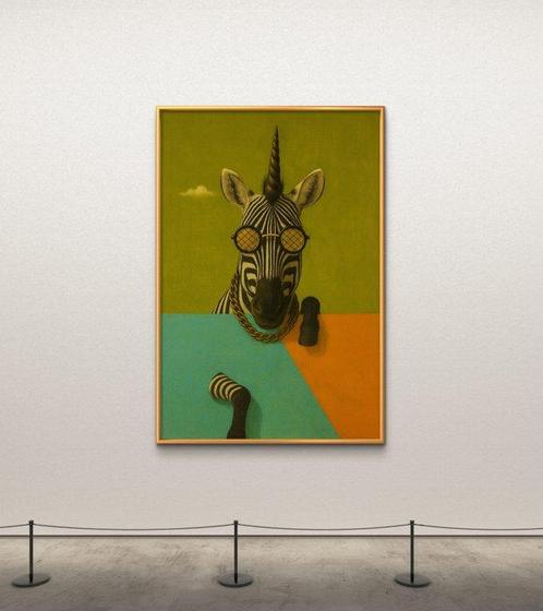 Tomas - Urban Unicorn Zebra, Antiek en Kunst, Kunst | Schilderijen | Modern