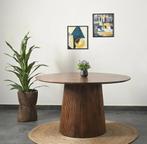 Ronde eettafel walnoot kleur 130cm, Huis en Inrichting, Tafels | Eettafels, 100 tot 150 cm, Nieuw, Ophalen of Verzenden, Vijf personen of meer