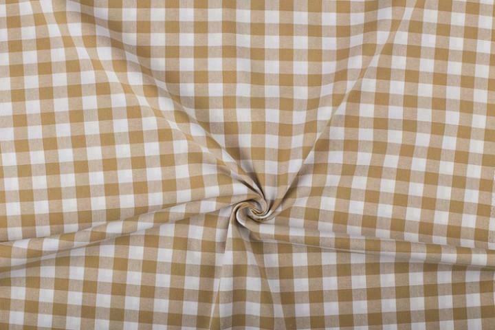 Brabants bont stof camelbruin wit geruit - 18mm geruit, Hobby en Vrije tijd, Stoffen en Lappen, 120 cm of meer, 200 cm of meer