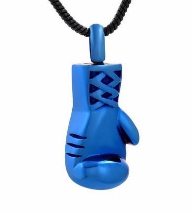 Assieraad, ashanger Bokshandschoen, boks, crematie dood, Sieraden, Tassen en Uiterlijk, Kettinghangers, Blauw, Nieuw, Kruis of Symbool