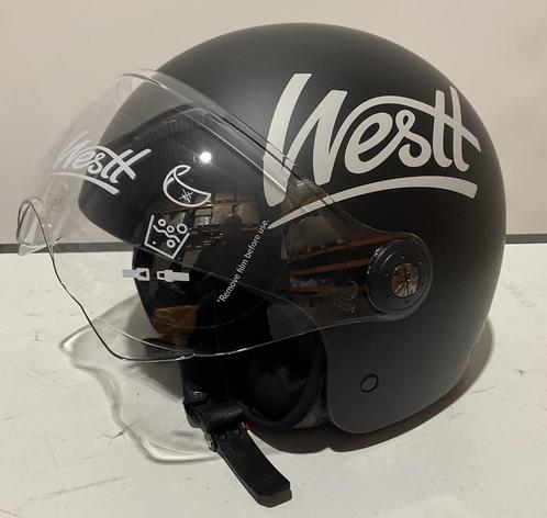 Motorhelm (Zwart) Jethelm Westt Maat M (57-58), Fietsen en Brommers, Fietsonderdelen, Verzenden