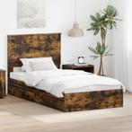 vidaXL Opslag bed met lade Gerookt eiken 100 x 200 cm, Verzenden, Nieuw, Bruin, Hout