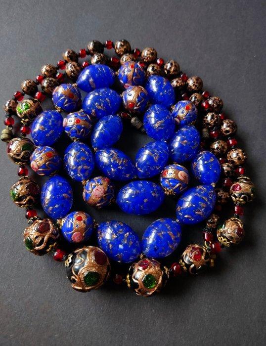 Messing - Ketting - Venetiaanse kralen, Antiek en Kunst, Antiek | Glas en Kristal