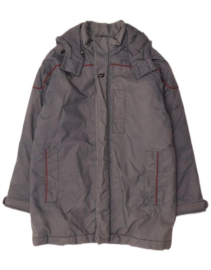 NIKE Mens Hooded Padded Coat UK 42/44 Large Grey Nylon, Kleding | Heren, Jassen | Winter, Verzenden