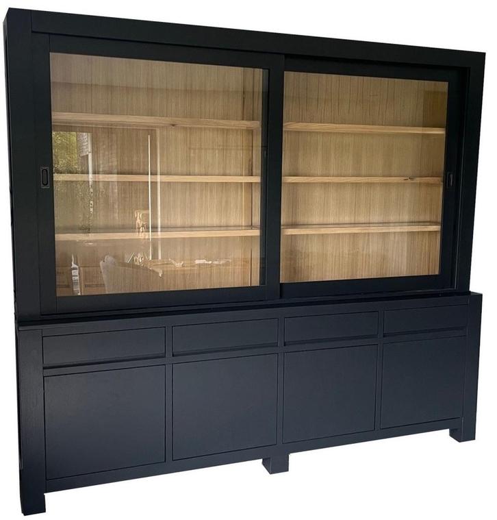 Buffetkast Edam antraciet met eiken interieur 260cm, Huis en Inrichting, Kasten | Buffetkasten, Ophalen of Verzenden