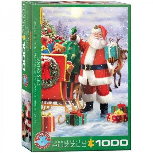 Santa with Sled Puzzel (1000 stukjes) | Eurographics -, Hobby en Vrije tijd, Denksport en Puzzels, Nieuw, Verzenden