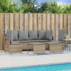 vidaXL 5-delige Loungeset met kussens poly rattan beige, Verzenden, Nieuw, Rotan, Loungeset