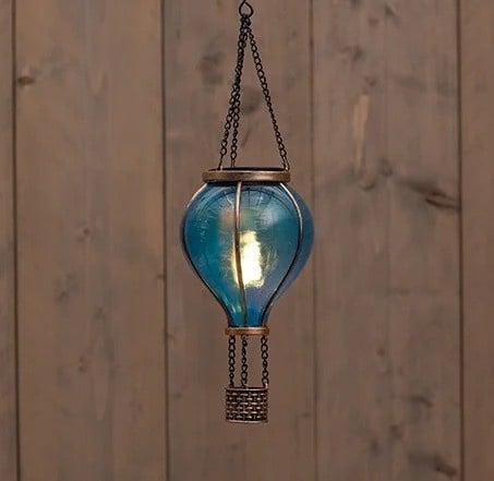 Solar Luchtballon - Met Vlameffect - Blauw 36 cm, Tuin en Terras, Tuinbeelden, Nieuw, Kunststof, Verzenden