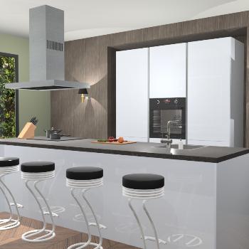 Witte hoogglans greeploze keuken Amsterdam 19466, Huis en Inrichting, Keuken | Complete keukens, Verzenden