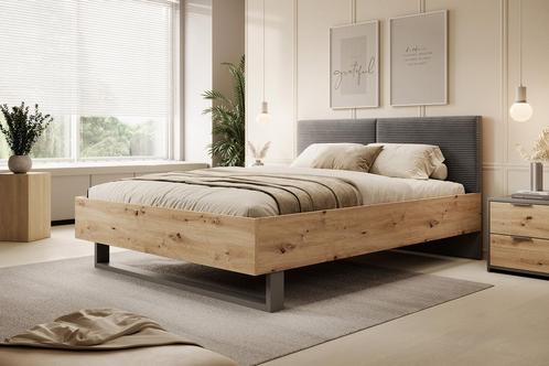 Tweepersoonsbed Roma - Grijs - Eiken - 160x200 cm, Huis en Inrichting, Slaapkamer | Bedden, 160 cm, 200 cm, Tweepersoons, Nieuw