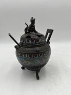 Incensiere - sculptuur Brons, Emaille - Japan - Meiji, Antiek en Kunst