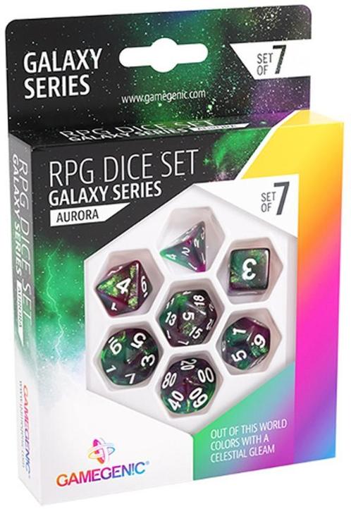 RPG Dice Set - Galaxy Series Aurora (7 stuks) | GameGenic -, Hobby en Vrije tijd, Gezelschapsspellen | Bordspellen, Nieuw, Verzenden