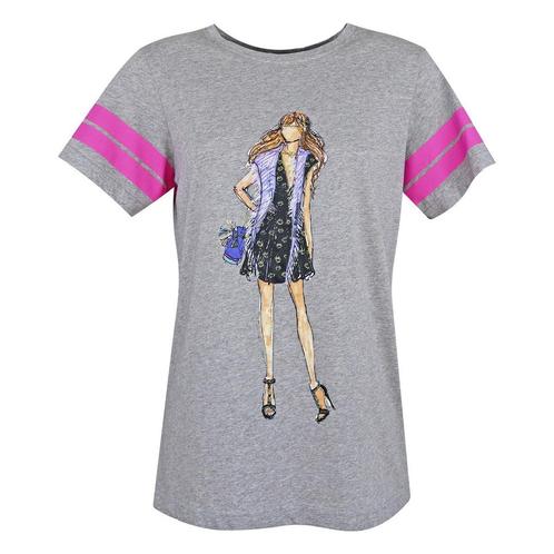 ByDanie • grijs t-shirt met dame • M, Kleding | Dames, Tops, Grijs, Nieuw, Maat 38/40 (M), Verzenden